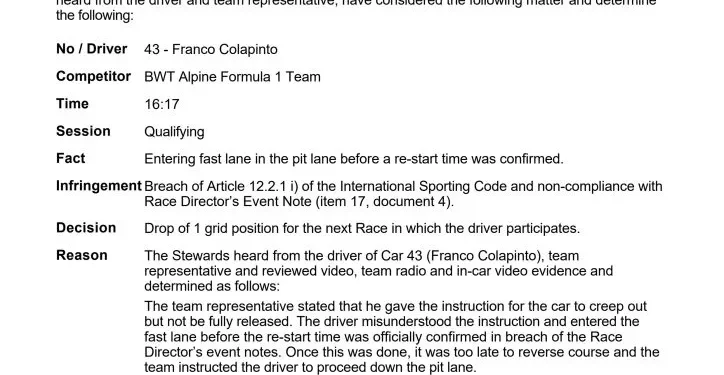 La FIA se pronuncia sobre los “mensajes de odio” tras las sanciones a Colapinto